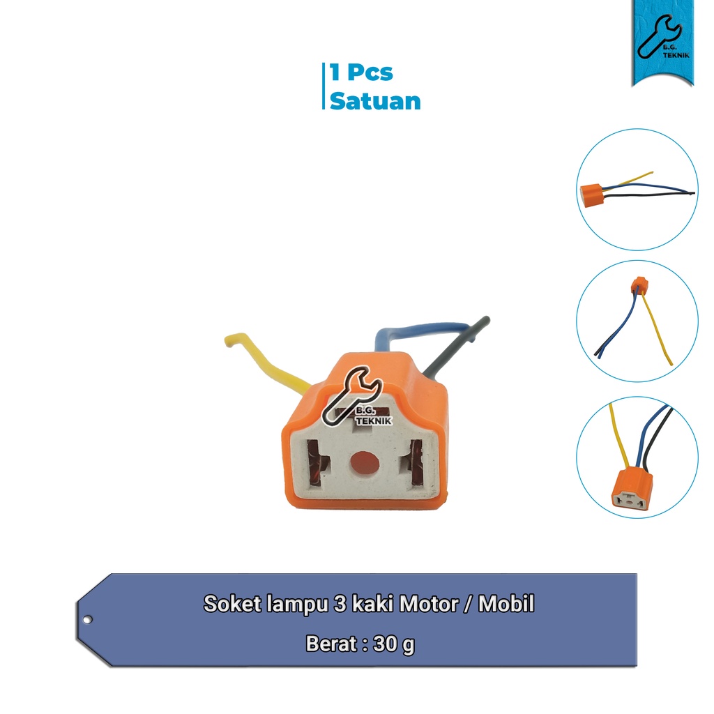 Soket lampu 3 kaki motor mobil