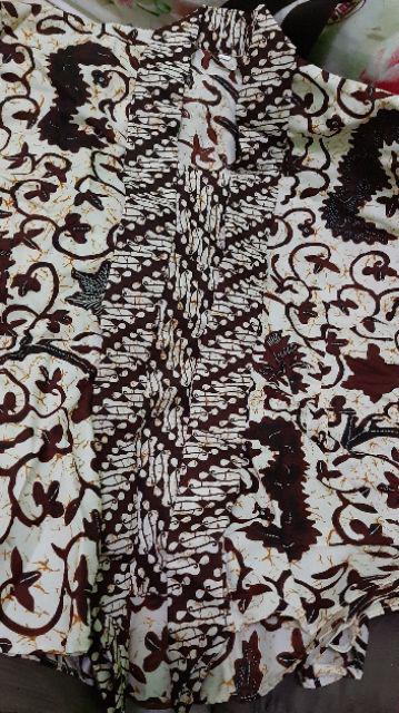 Couple Blus Batik Peplum Wahyu Sogan Sarimbit Atasan Batik Modern Casual Kerja Seragam Kantor