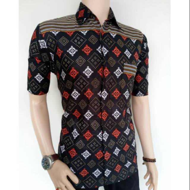 Baju Hem Batik motif kotak Baju Fashion Atasan Batik pria Baju lebaran Murah grosir tanah abang