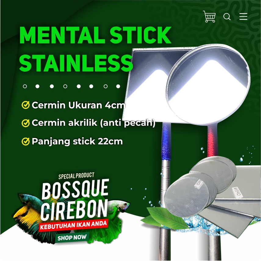 Stick Kaca Cermin Stainless Variasi Handle Jantur Mental Stick Ikan Cupang Ngedok