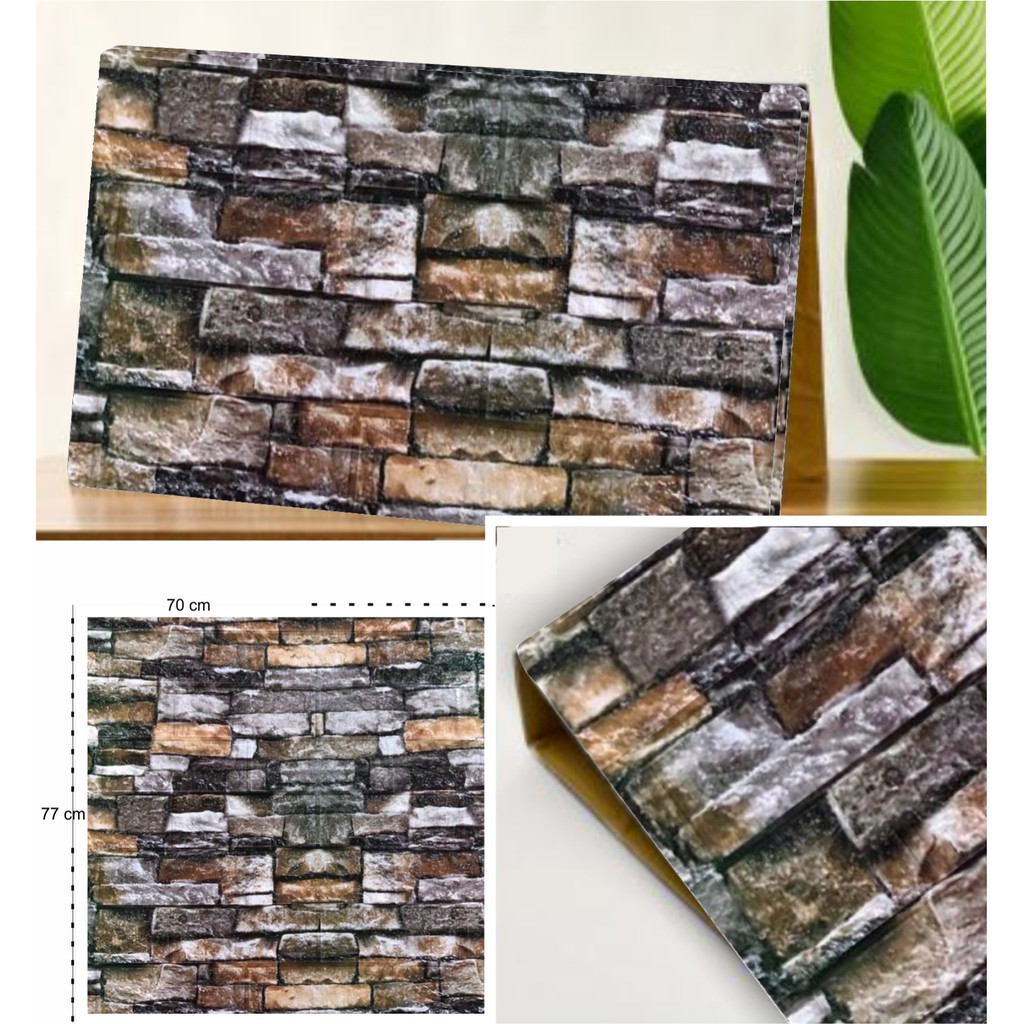 Wallpaper dinding 3D foam motif batu alam limeted edition 70x77cm tebal-2