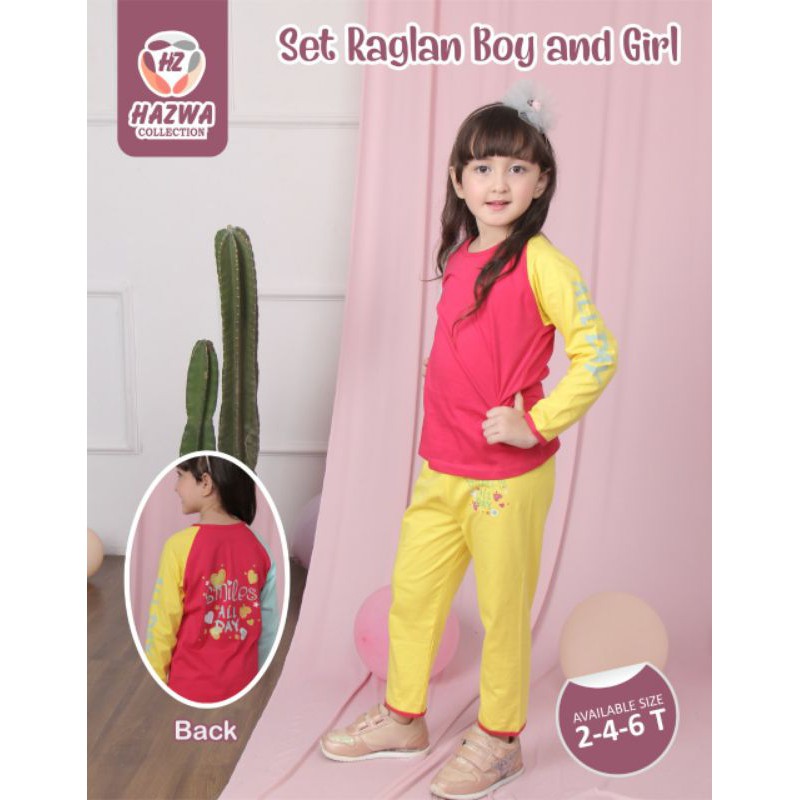 set raglan hazwa setelan anak