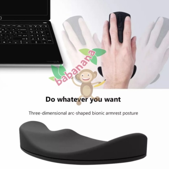 Mouse wrist pad alas tangan arm rest sandaran ergonomis lengan hitam