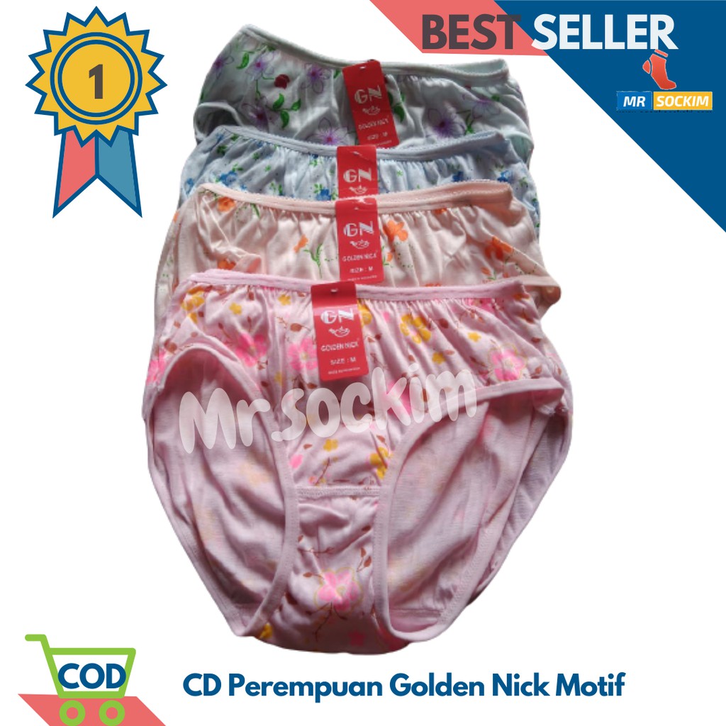 Golden Nick - 3 Pcs Celana Dalam Wanita Katun Motif dan Aneka Warna [Multicolour]
