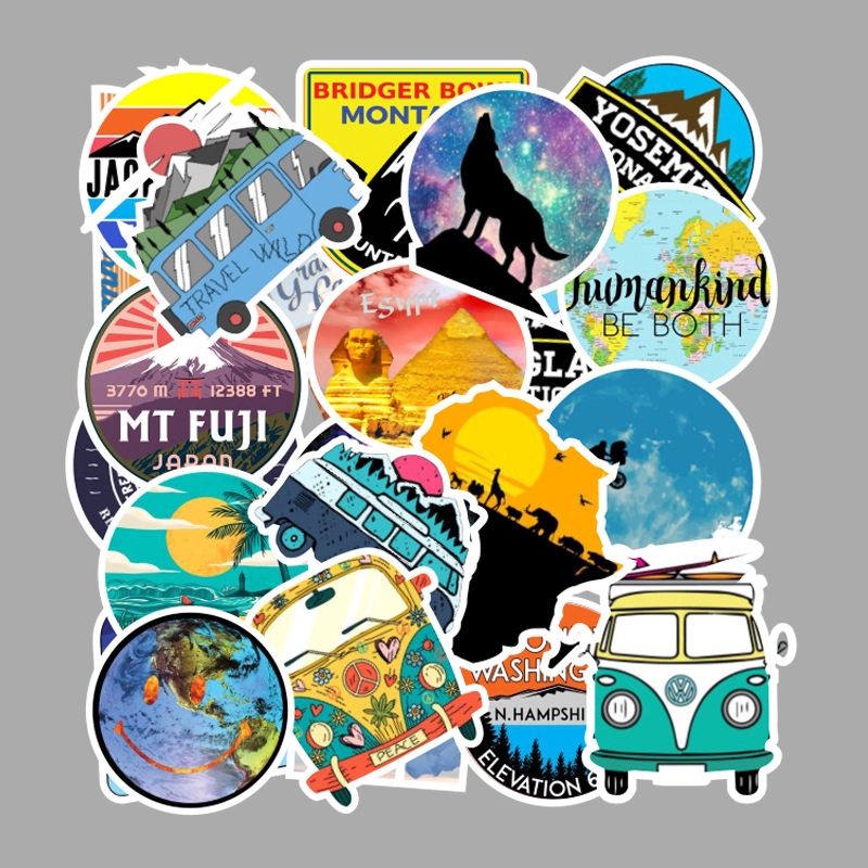 100pcs Stiker Desain Graffiti Landscape Anti Air Untuk Dekorasi Laptop Skateboard Dan Outdoor