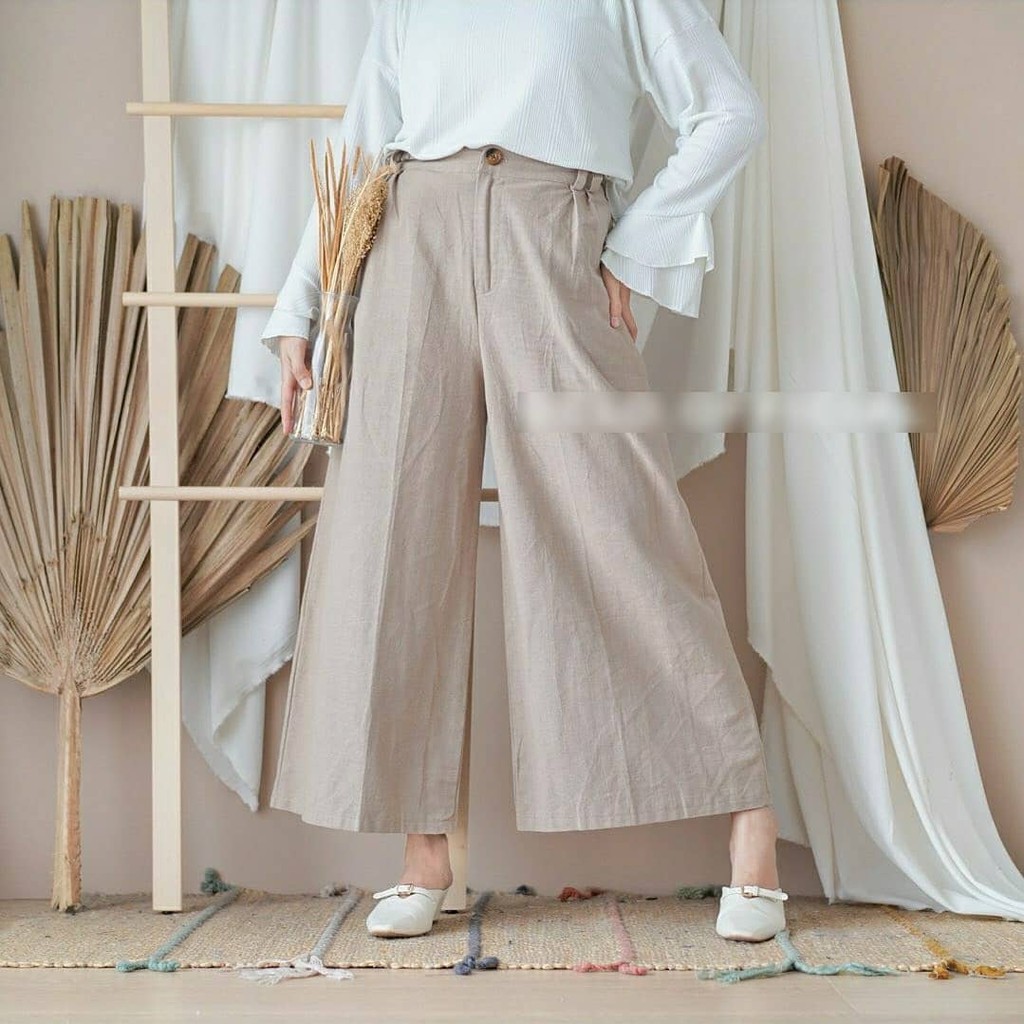 CELANA WANITA JUMBO - ELAINE PANT CULLOTE KATUN RAMI CELANA WANITA MURAH - BAWAHAN WANITA KULOT KOREAN STYLE <-4