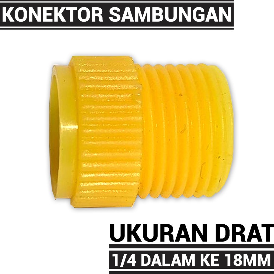 Konektor Konverter Drat Dalam 14mm ke Drat Luar 18mm - Plastik