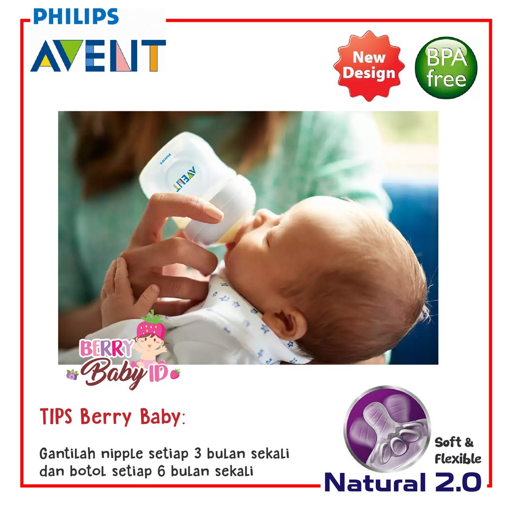 Philips Avent Natural Nipple Teat Dot 0m / 1m / 3m / 6m / 9m (Newborn Slow Med Fast Flow) Botol Susu Berry Mart