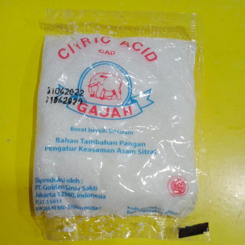 

Citric Acid / Garam Asem Cap Gajah 50 gr.