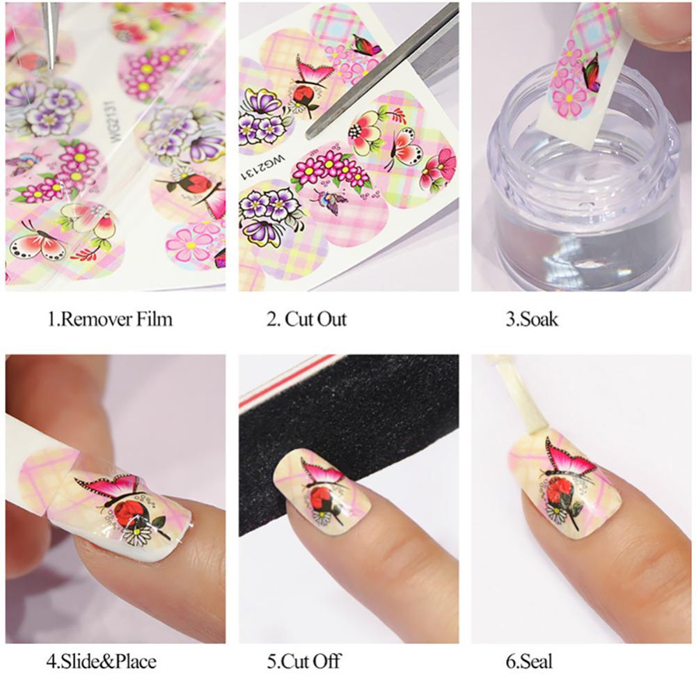 Timekey Stiker Kuku Motif Kupu-Kupu / Bunga Untuk Dekorasi Nail Art / Manicure A5K5