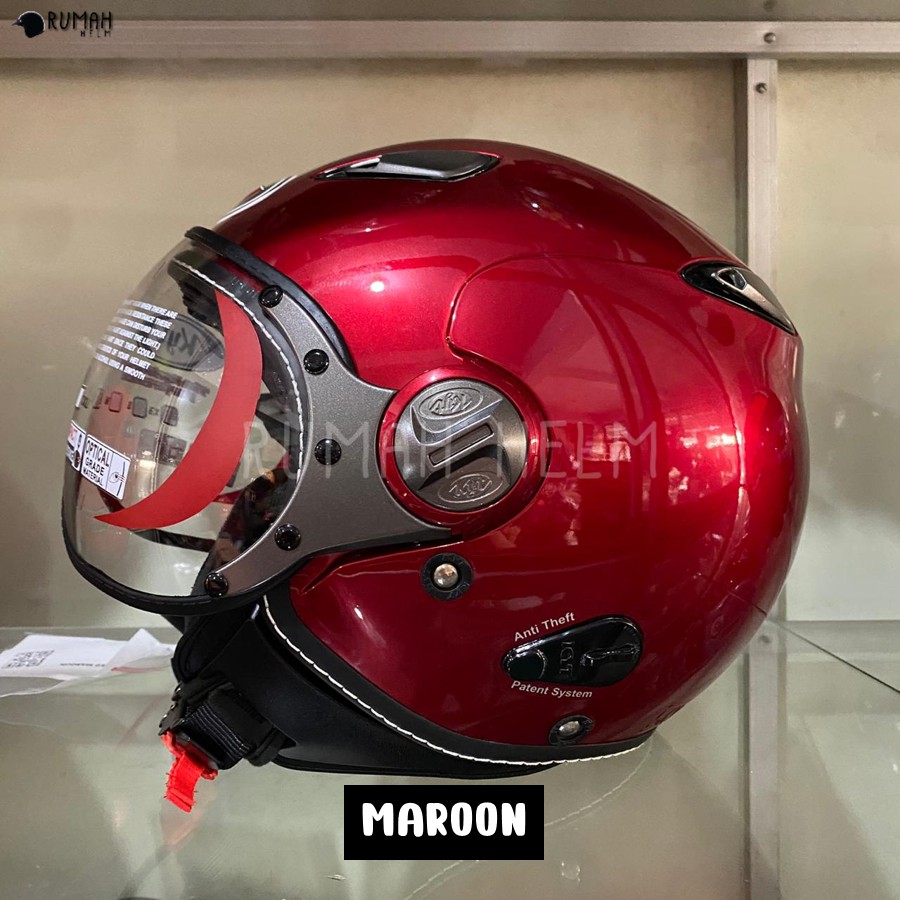 Helm KYT Retro Elsico Solid Polos-Maroon