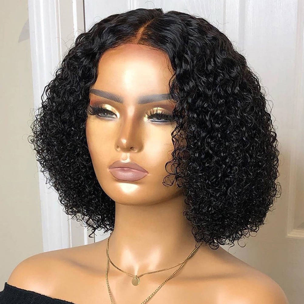 [house]Lace Front Human Hair Wig Middle Part Curly Lace Closure Wig Short Wigs