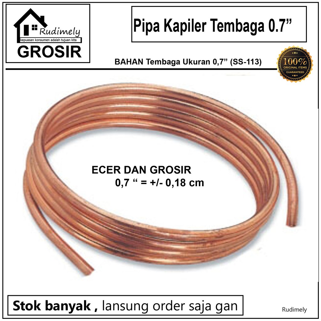 GROSIR Pipa Kapiler AC BAHAN TEMBAGA SS-113 Ukuran 0,07&quot; METERAN