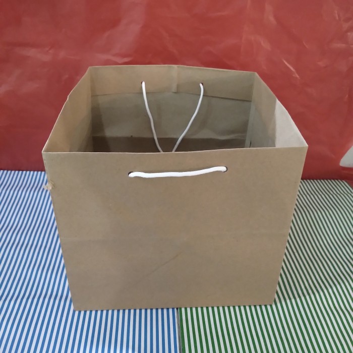

✨ BISA COD ✨ paper bag uk 21x21cm tinggi 20cm isi 12 pcs