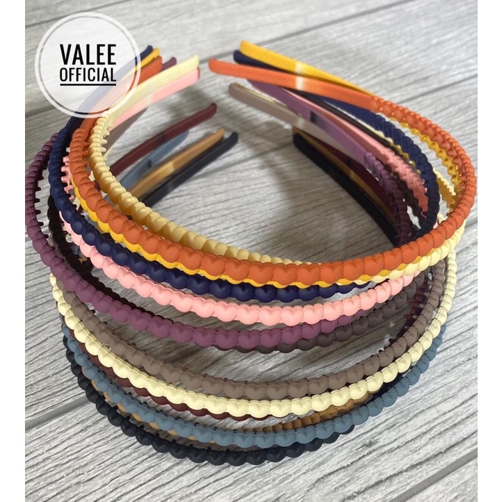 Bando Korea Doff Polos Warna Pastel Ukuran Sedang Lebar 1 Cm Bandana Matte