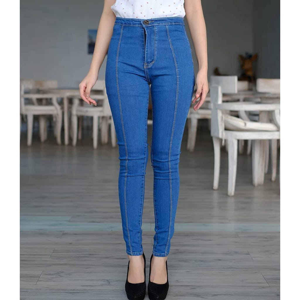 MAGCUN STORE - Celana Highwaist Jeans Wanita - Highwaist FrondLine Basic Standar