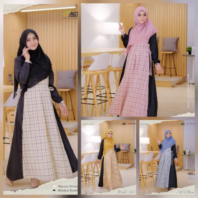 BARU / GAMIS HAYYA / DRESS / YASMEERA / MOTIF KOTAK / BAHAN KATUN MADINA MIX TOYOBO / SUPER ADEM
