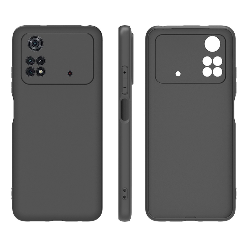 PROMO PAKET 3 IN 1 CASE XIAOMI POCO M4 PRO 4G SOFT CASE Black Matte Free Anti Gores Layar &amp; Skin Carbon Handphone