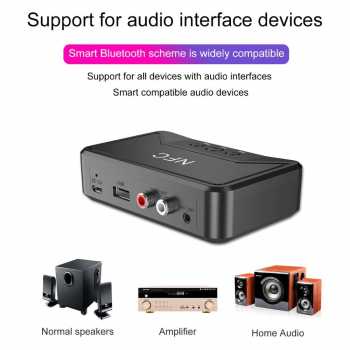 VAORLO Audio Bluetooth 5.0 Receiver NFC Stereo Car Kit Speaker - BT200 Sehinggga Dapat Mendengarkan Suara Melalui HP Tanpa Mencolok Audio Kabel Ke Pengeras Suara