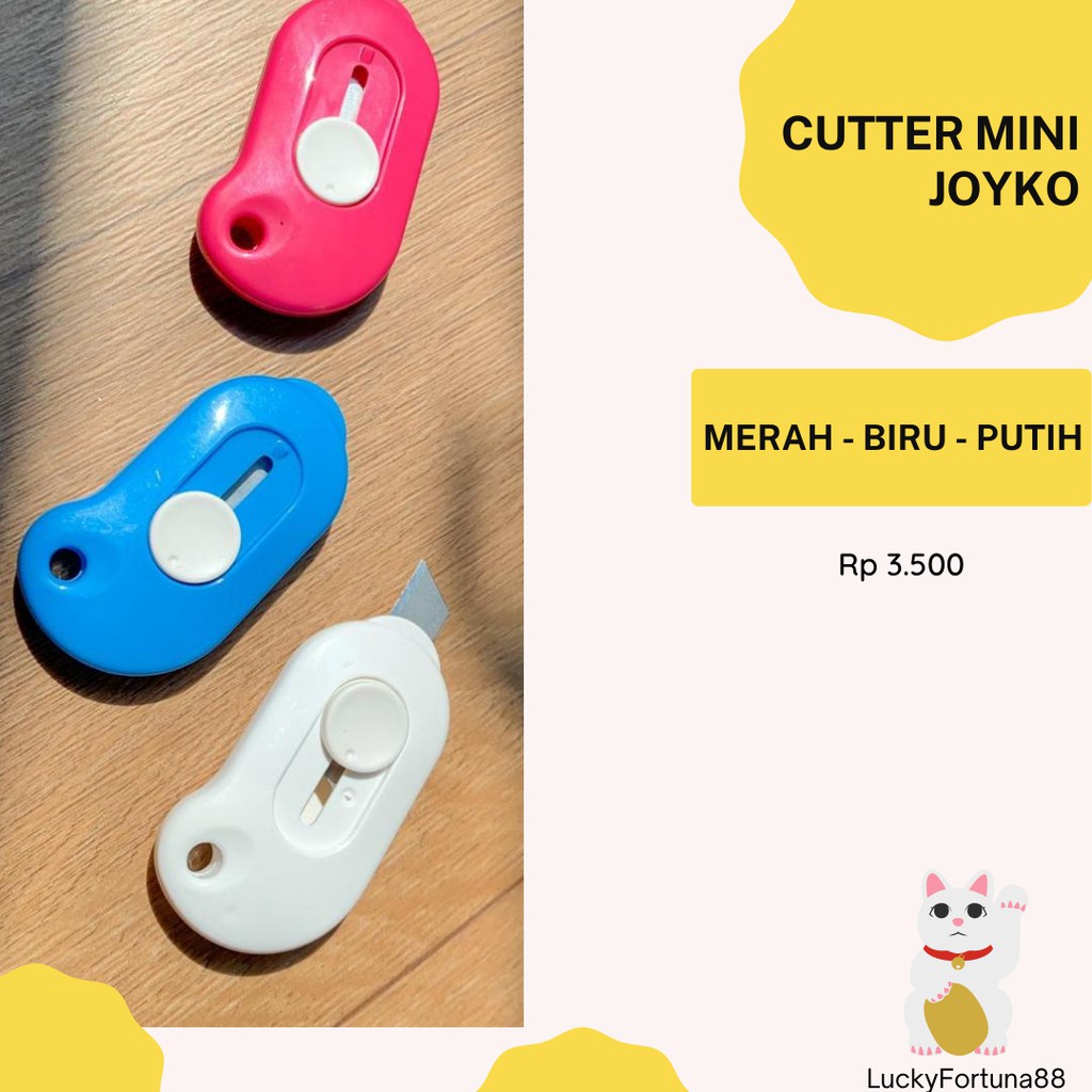 

[LuckyFortuna88] Cutter Mini Polos pemotong kertas pisau kecil, tajam cutter portable 3 warna untuk Alat Tulis Kantor Cutter Portable Kecil Termurah Kualitas Premium
