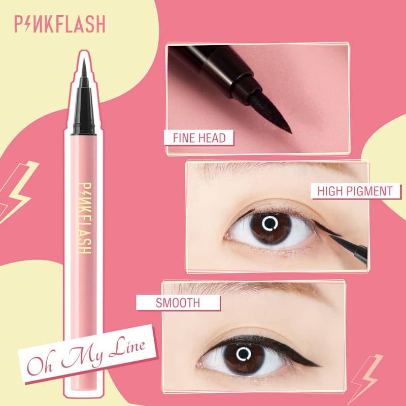 PINKFLASH Eyeliner Pen - Waterproof / Anti Air - Easy Eye Liner / Eyebrow Original BPOM - PINK FLASH Oh My Line