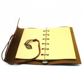 

BESTOYARD Buku Catatan Binder Kulit Retro Leaf Kertas A5 - BSD666 - Brown- MURAH