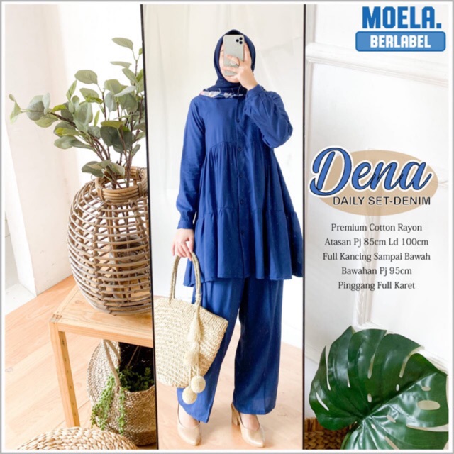 PIYAMA ONE SET SETELAN RAYON POLOS Dena Daily Set Original By Moela