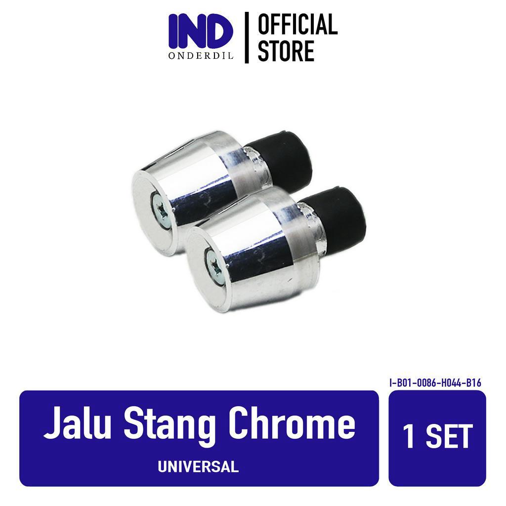 Jalu Stang Chrome PCX Jumbo Mini Thunder Satria FU Shogun Motor Matic Bebek-Sport Universal Bandul Tutup Ujung Setang Beat-FI-F1-Street-eSP &amp; Vario 150-125 LED Silver Besar Kecil