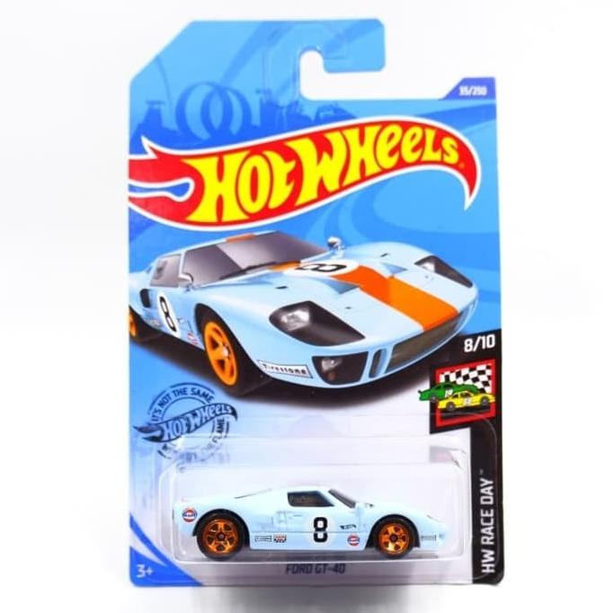 Ford GT-40 Biru Muda Race Day Hotwheels Hot Wheels Diecast Mobil