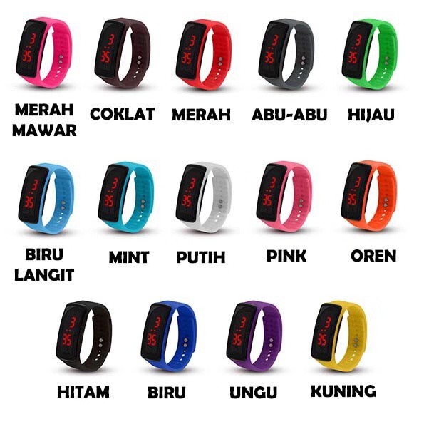 JAM TANGAN LED SPORT DIGITAL FASHION WANITA/PRIA JAM TANGAN MURAH IMPORT LED WATCH STRAP RUBBER