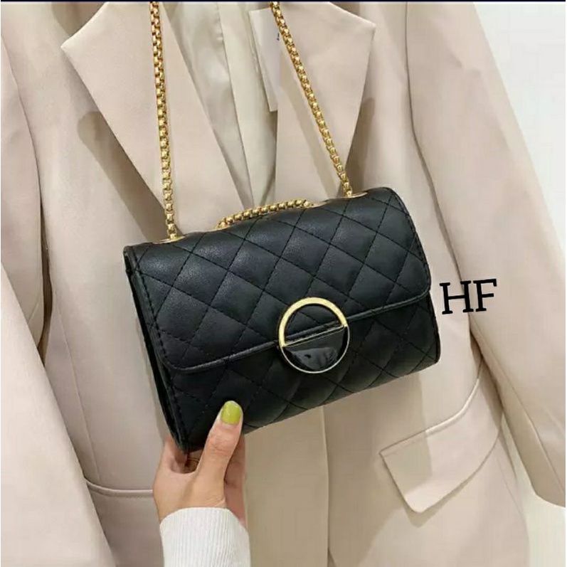 HF FT 02 - Tas Selempang Wanita modern kunci kramic bulat