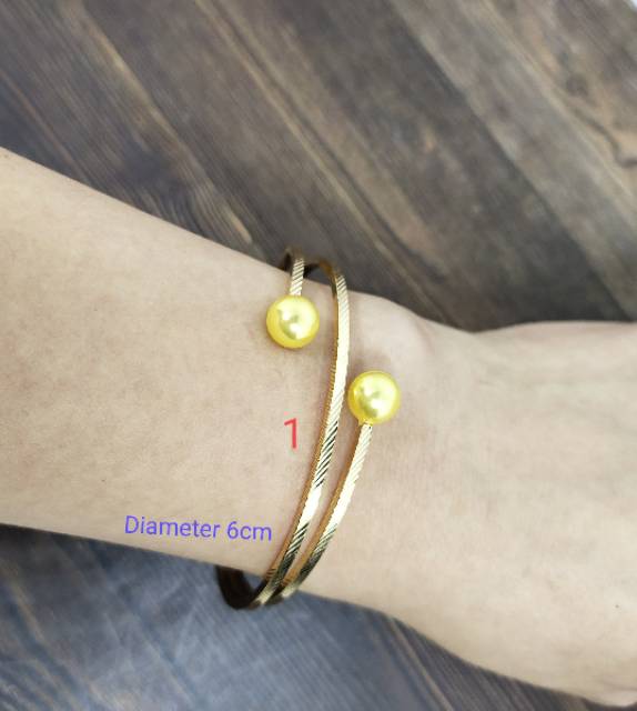 Fifi Fashion Perhiasan Gelang Model Mutiara Lapis Emas