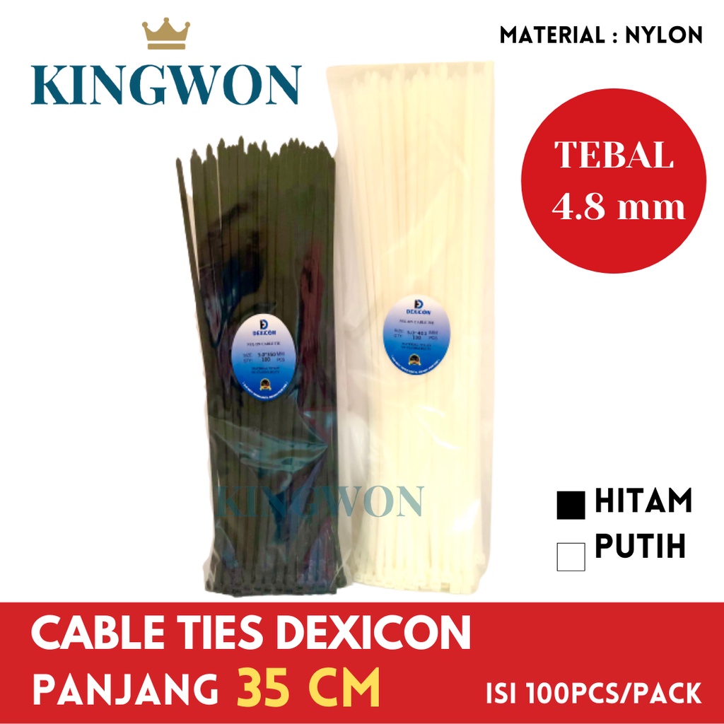 KABEL TIE CABLE TIES 35 cm isi 100 PCS 5X350 MM HITAM PUTIH