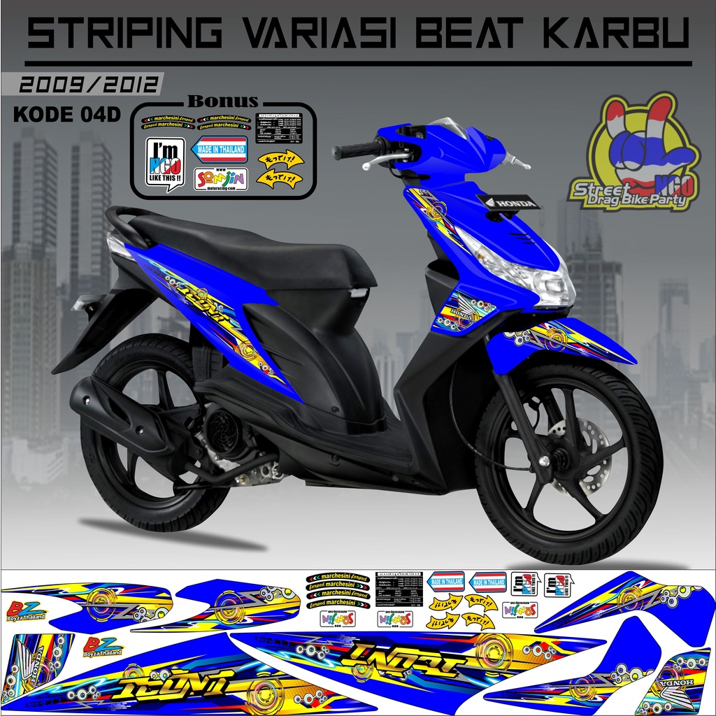 Striping Beat Karbu Sticker Motor Beat KODE 04