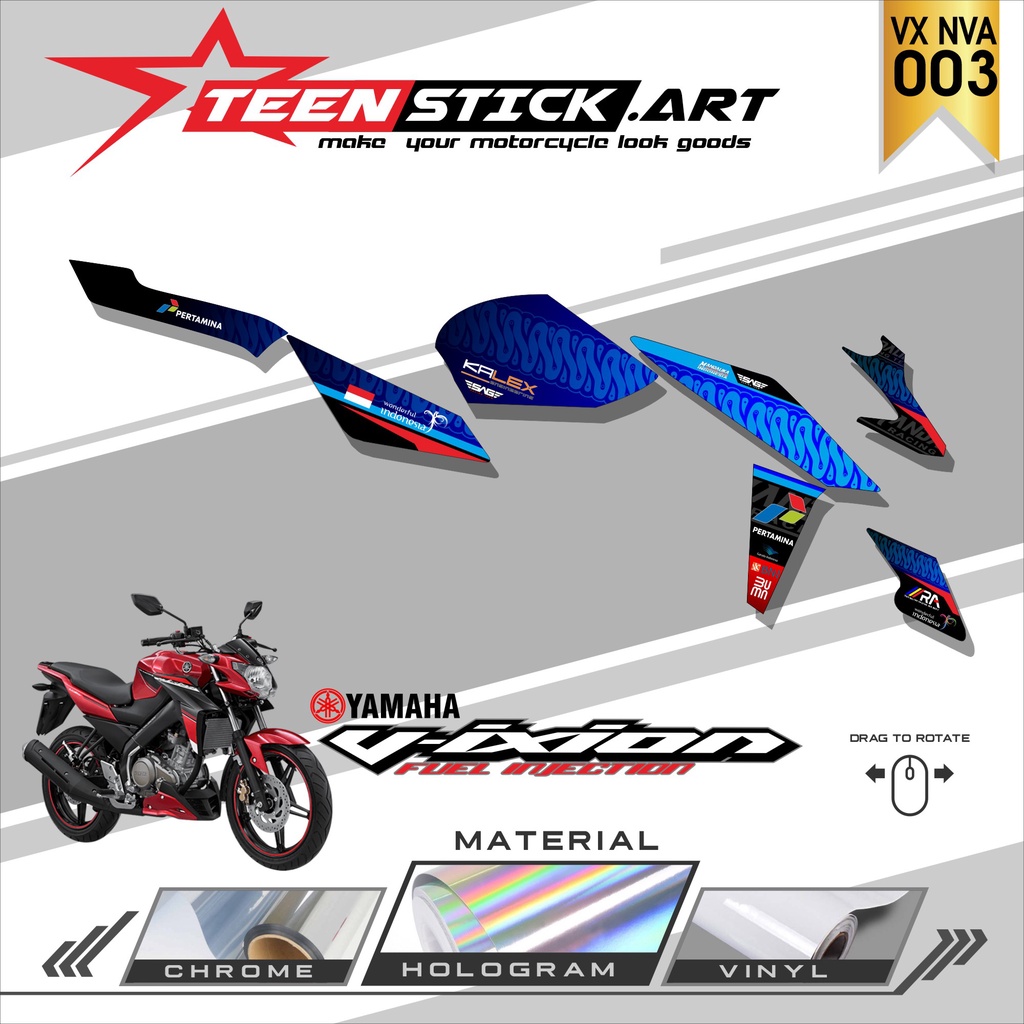 Striping VIXION NVA - Striping  Variasi  Hologram Chrome Vynil UV Transparant YAMAHA VIXION NVA  MAN