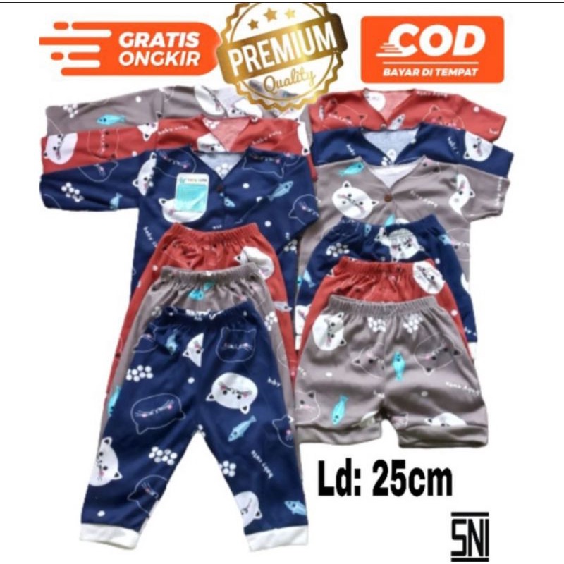 Paket stelan baju dan celana bayi Baby Cute motif baru lahir dan 6-12bln bulan 12pcs SNI promo 9.9