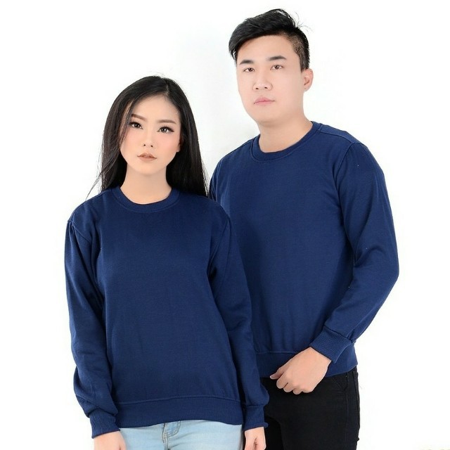 Sweater Pria Basic Sweater Fleece Sweater Oblong Cewe Cowo-Navy