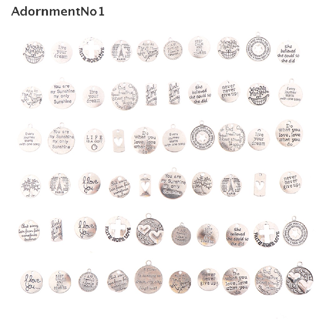 (AdornmentNo1) 20 / 60pcs / Set Liontin Motif Ukiran Tulisan Inspirasi Untuk Membuat Perhiasan DIY