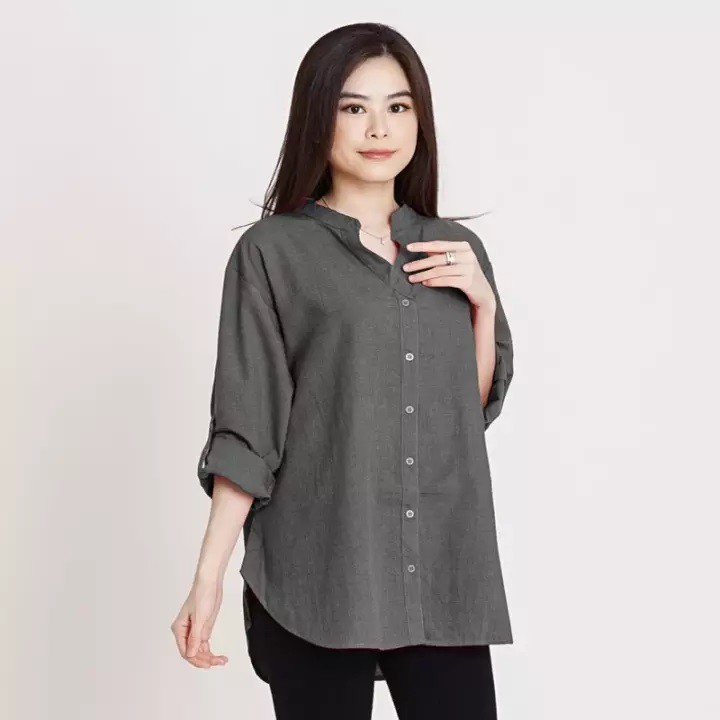 Yohen Kemeja Wanita Jumbo Lengan Panjang / Atasan Wanita / Big Size  / Lasxya-2
