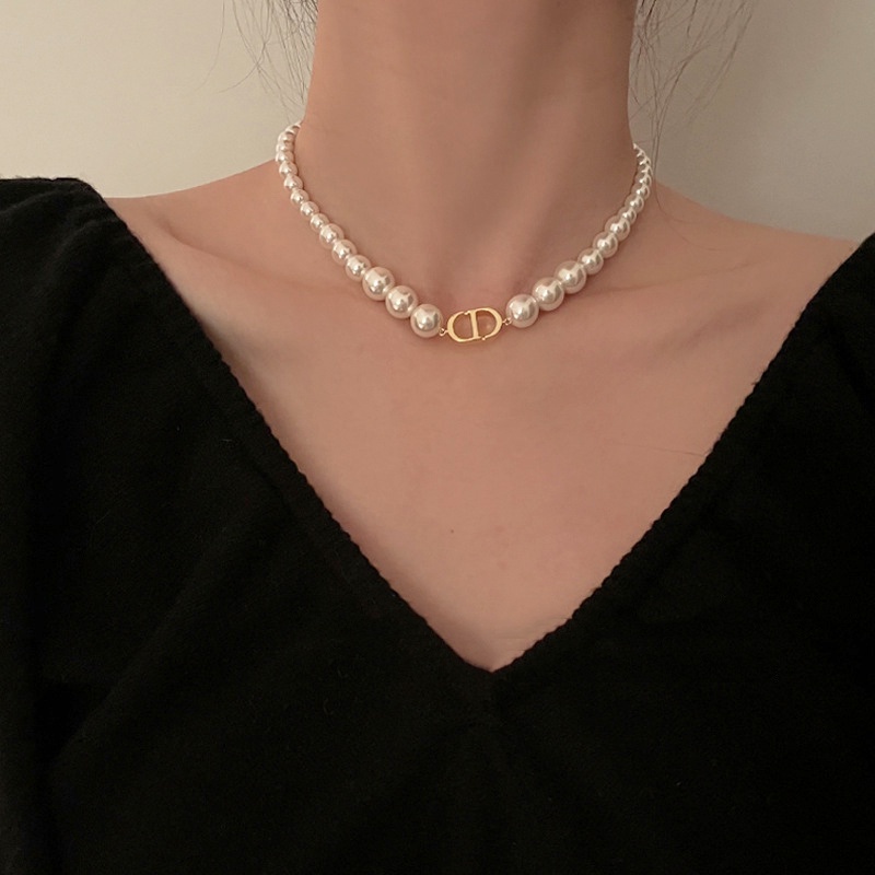 Kalung Rantai Choker Hias Mutiara Untuk Wanita