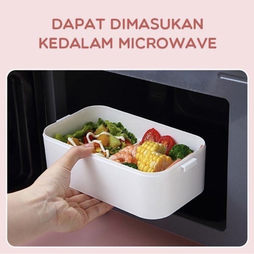 Samono Kotak Makan Tahan Panas Microwaveable Lunch Box Set