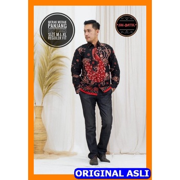 MERAK MERAH KEMEJA BATIK PRIA SOLO LENGAN PANJANG PENDEK FULL FURING PREMIUM SM Wiraditya garuda pan