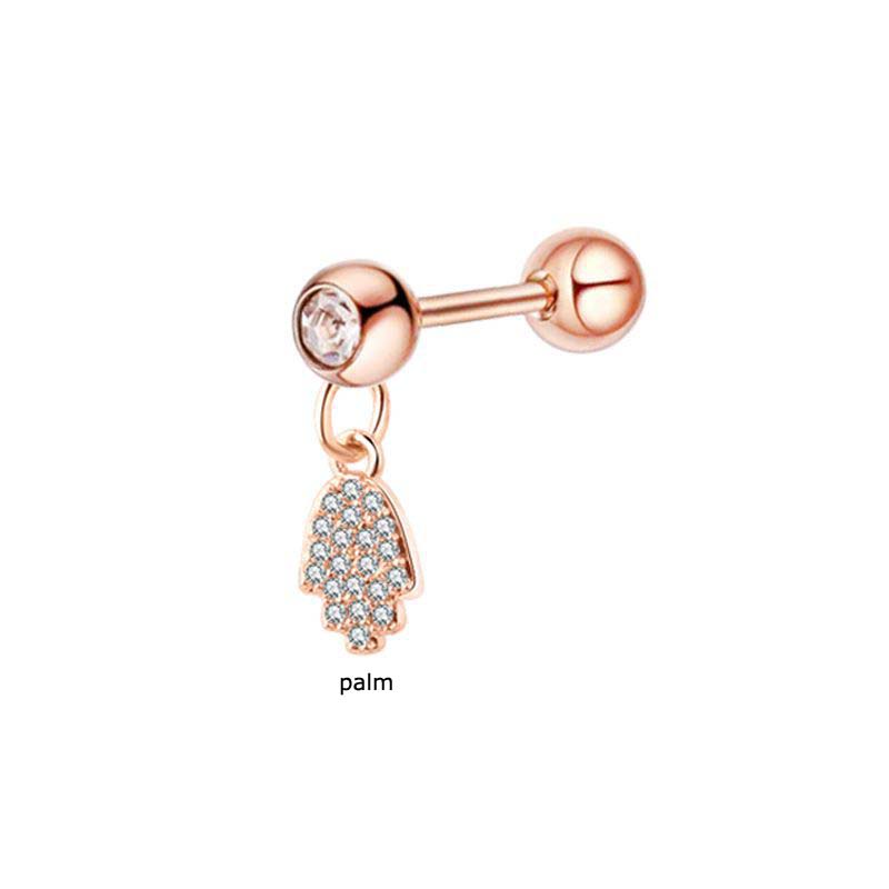 1 Pc Anting Stud Dangle Helix Piercing 16Gauge Bahan Stainless Steel Warna Rose Gold