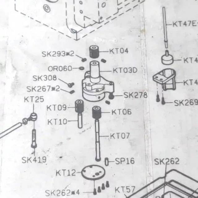 KT04 + SK293 Gear Pompa Oil Mesin Jahit Obras 747 / 700F