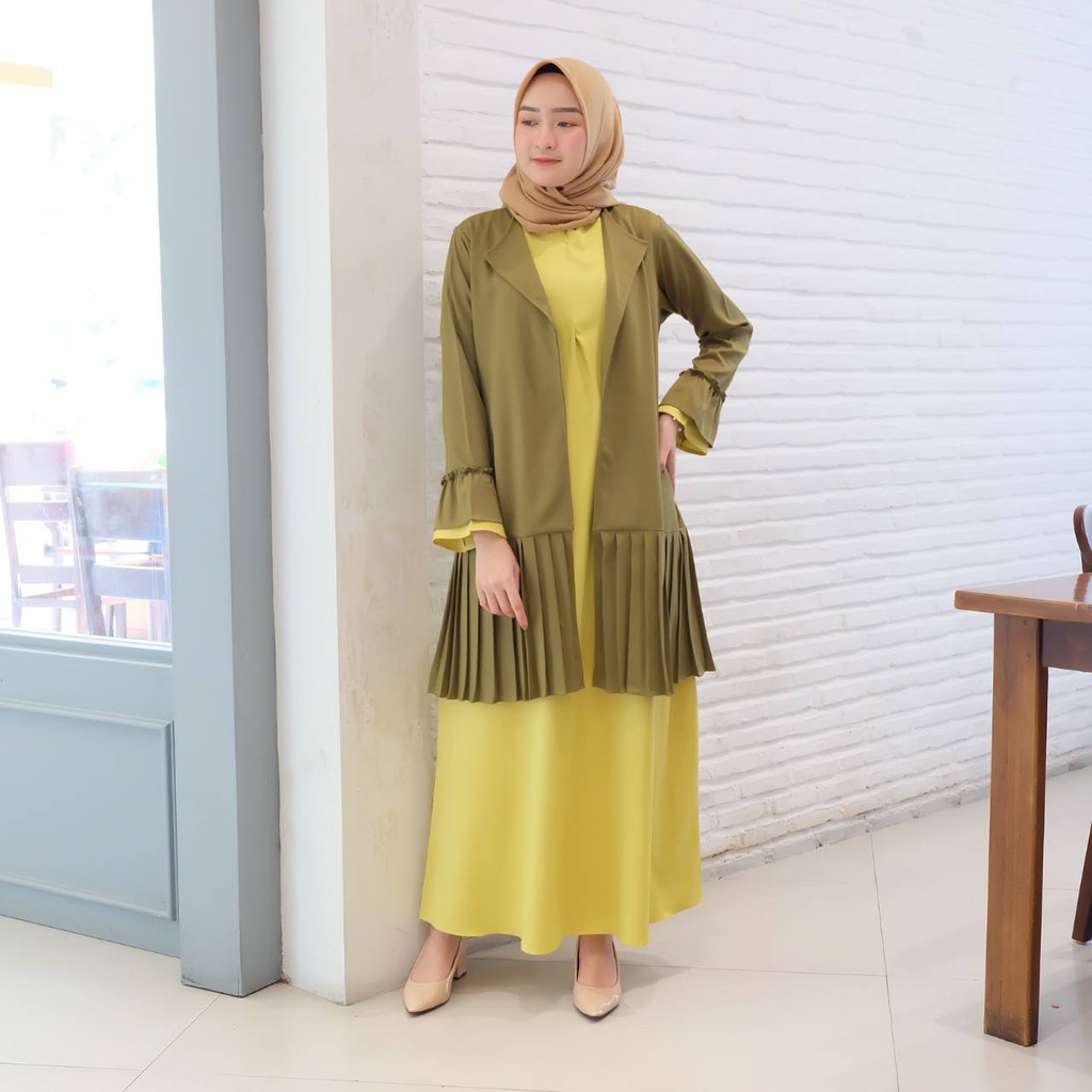 Gamis Sakura Army Lemon Maxi Dress Muslim Fashion Gamis Best Seller Shopee Indonesia