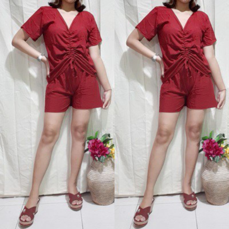SETELAN SERUT CELANA PENDEK MOTIF