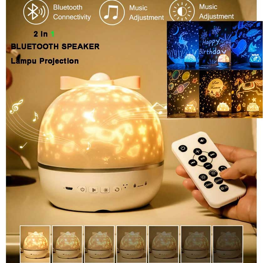 Speaker Bluetooth + Lampu Tidur Hias Malam Kamar Proyektor Bintang