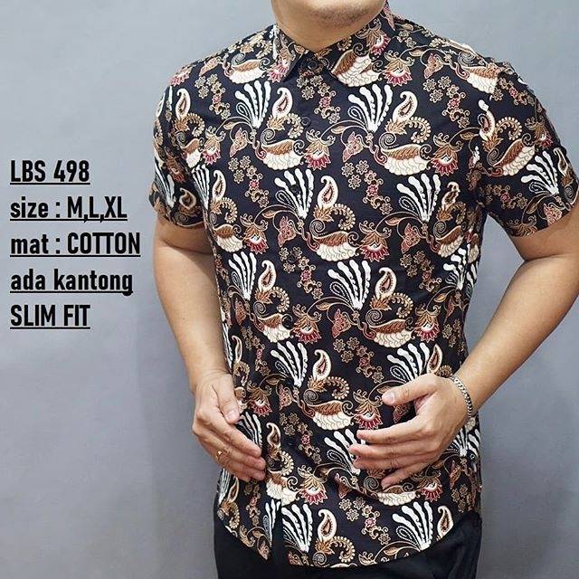 BAJU KEMEJA BATIK PRIA SLIM FIT LENGAN PENDEK LUIGI BATANI LBS 498