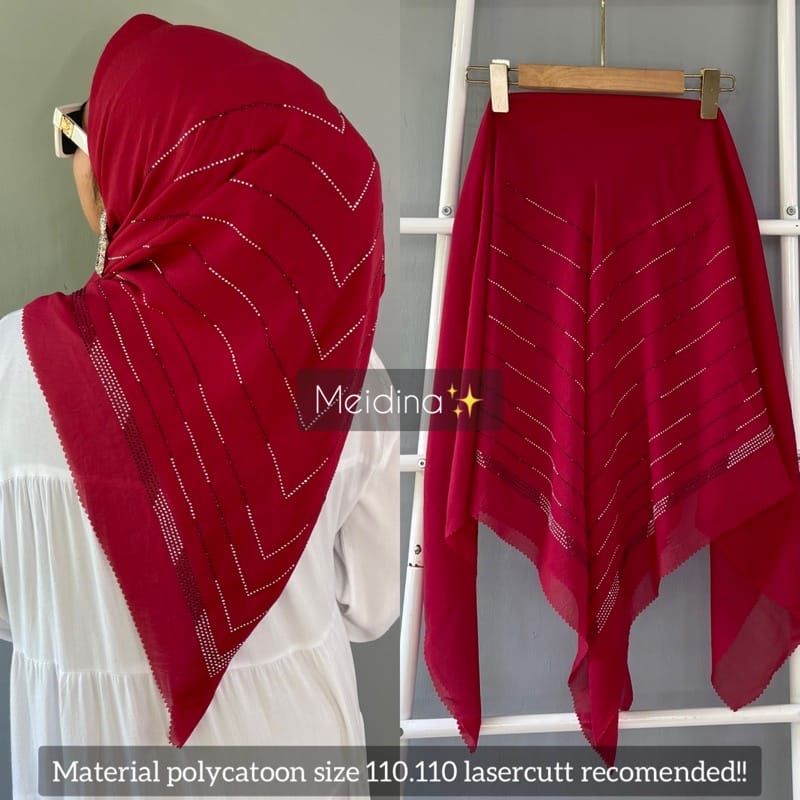 hijab segi empat payet pres mewah