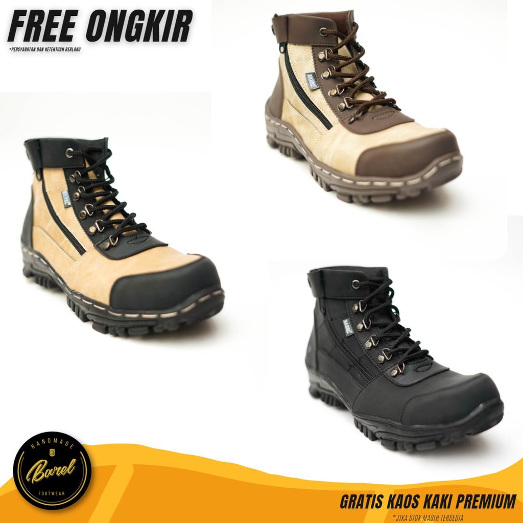 Barel - Morris Sepatu Boot Safety Ujung Besi Sepatu Bikers Sepatu Gunung Sepatu Pria